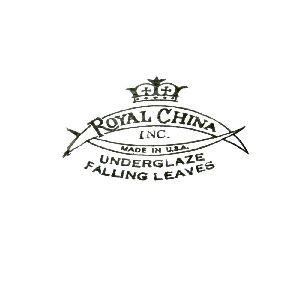 Royal China Underglaze Falling Leaves Serving Bowl 9" Made In USA Vintage MCM - Picture 4 of 6